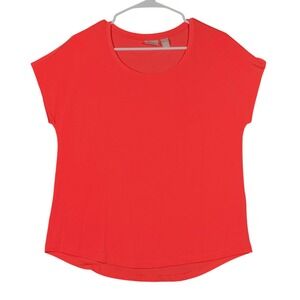 Chico's Women's Coral Orange Scoop Neck Tunic Top Short Sleeve Size 1 (US M-8)